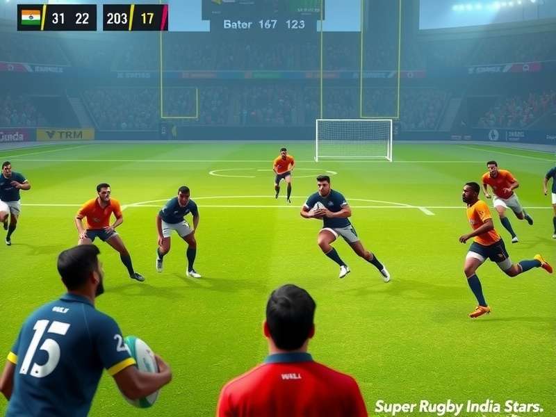 Super Rugby India Stars gameplay screenshot showing Indian teams in action